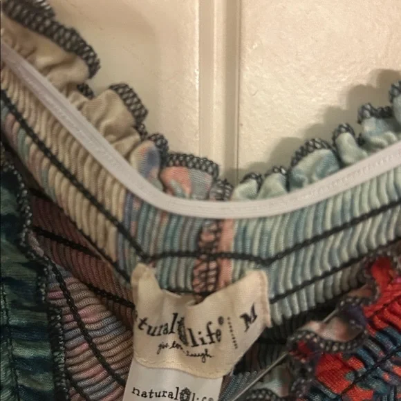 NATURAL LIFE M Patchwork palazzo pants in Teal, Pink & Brown - Picture 4 of 6